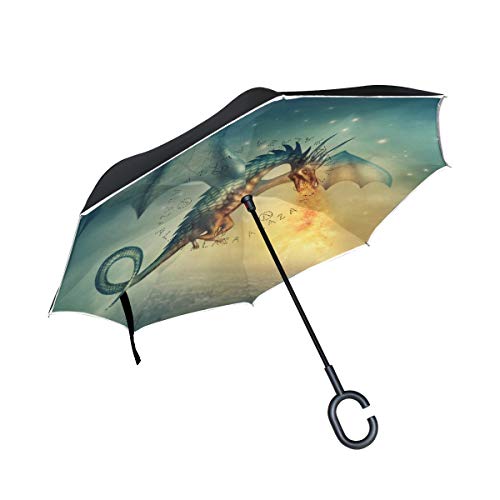MNSRUU umgekehrte Regenschirme, Drachen-Muster,...