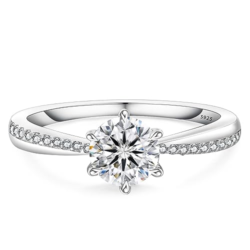 KRKC&CO Verlobungsring Damen Moissanite Ringe, 1...