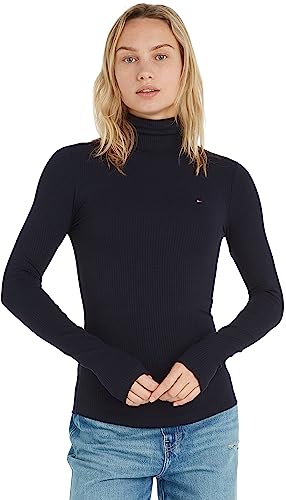 Tommy Hilfiger Damen Pullover Slim Rib Roll-Neck...