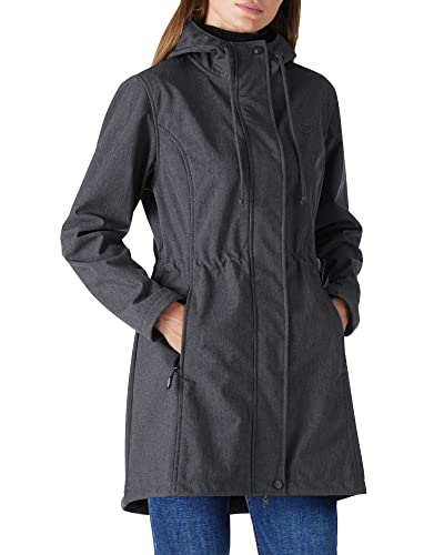 Damen Regenjacke Lange Softshelljacke mit Kapuze...