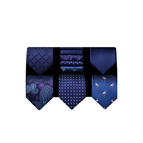 HISDERN Navy Blau Krawatten Set für Herren Lot 5...