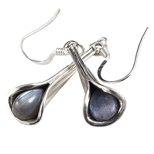 Unique Gems Jugendstil Ohrhänger echte Labradorit...