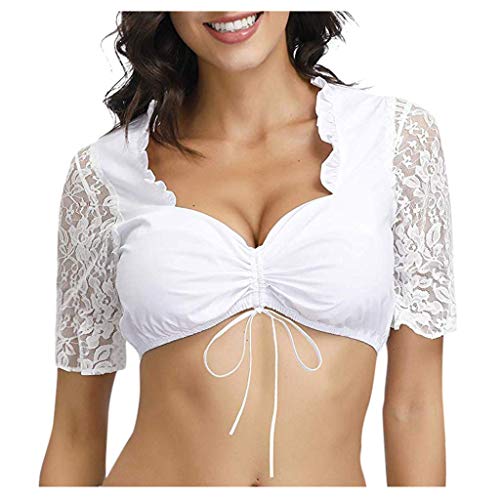 Generic Damen Dirndlbluse aus Spitze weiß Schwarz...