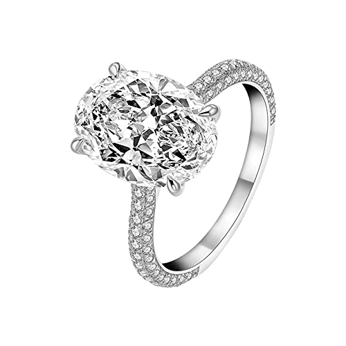 Yowablo Damen Brautschmuck Solitär Oval 5Ct SONA...