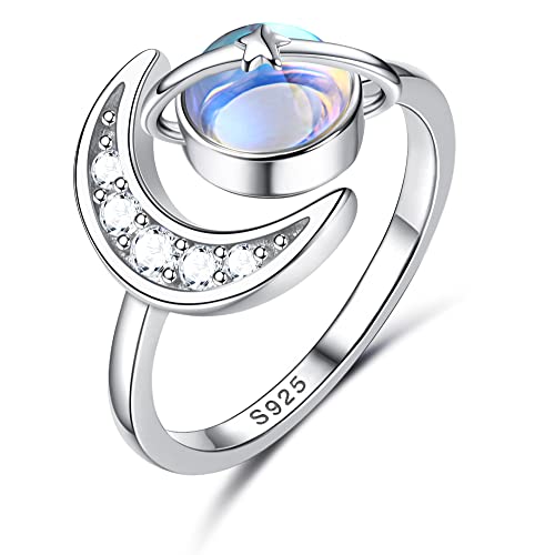 Adramata Ring Silber 925 Damen Mondstein Ring 18...