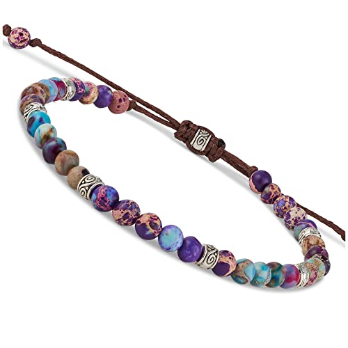BENAVA Damen Yoga Armband Jaspis Edelstein Perlen...