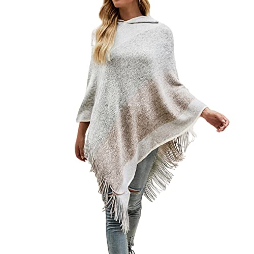 Wahuan Eleganter Bequemer Damen Poncho Pullover...