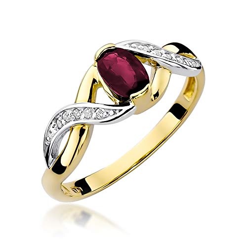 MARKO Damen-Goldring mit 0,60 Karat Rubin und 0,05...