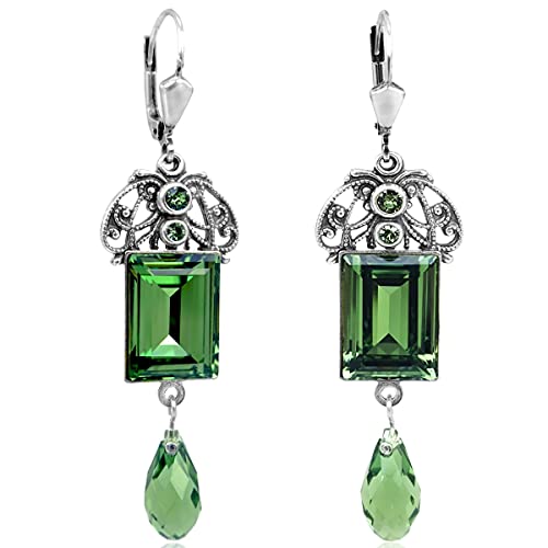 Jugendstil Ohrringe Silber Swarovski Kristalle...