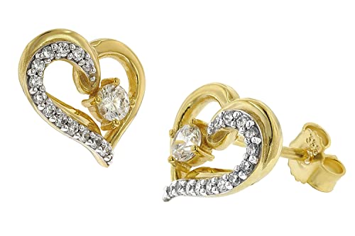 trendor Ohrringe Herz Gold 333/8K Zirkonia...