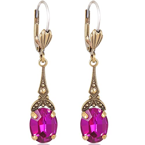 Jugendstil Ohrringe Gold Swarovski Kristalle...