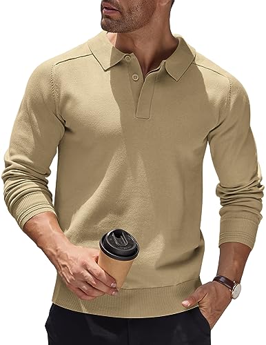 COOFANDY Pullover Herren Poloshirt Strickpullover...