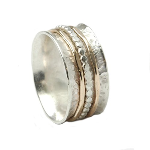 Tiljon Bicolor Ring 925er Silber mit drehbaren...