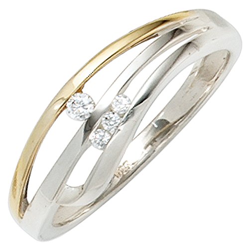 JOBO Damen-Ring aus 925 Silber Bicolor vergoldet...