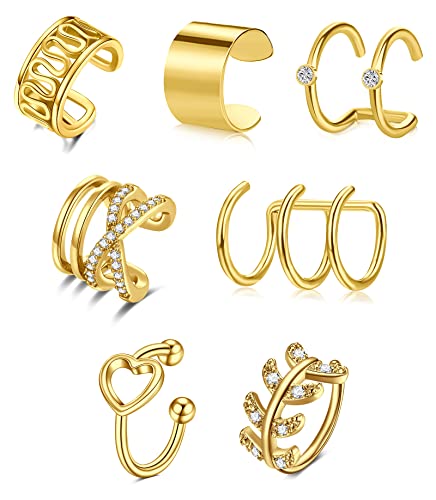 WillTen Ear Cuff Gold Damen Ohrklemme Ohrringe...