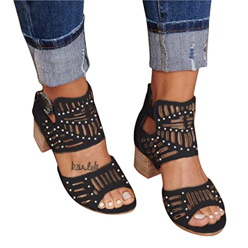 Damen Sandalen Bequem Flach Sandaletten Mit Absatz...