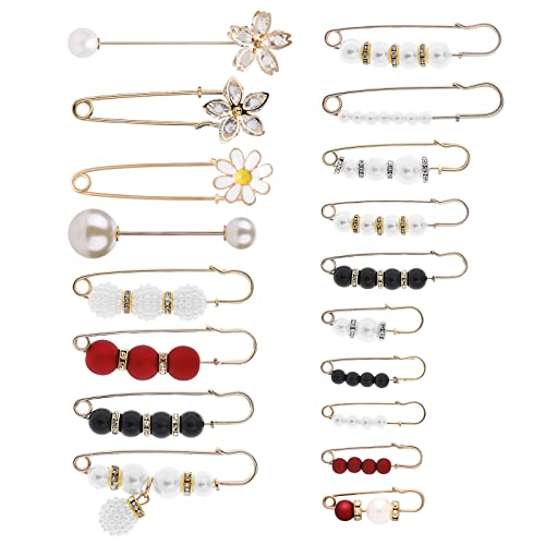 18 Stück Damen Brosche Pin Faux Perlen...