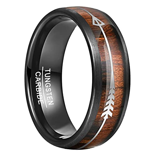 Vakki 8mm Herren Holzring Wolframcarbid Eheringe...