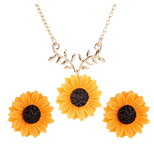 Sonnenblumen-Halsketten- und Ohrring-Set, zarter...