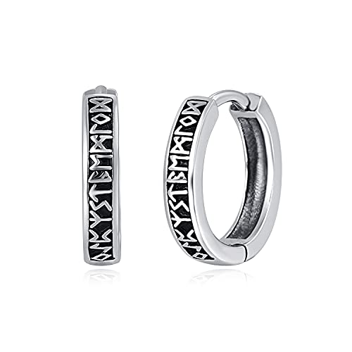 Unisex Creolen 925 Sterling Silber Viking Rune...