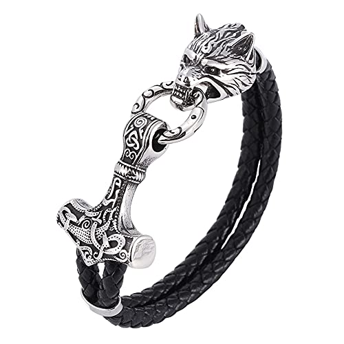 ZFSBRTL Herren Wolfskopf Thors Hammer Mjolnir...