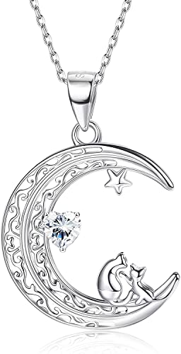 Adramata Damen Halskette 925 Sterling Silber Katze...