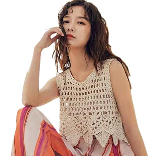 Myazs Damen Häkel-Oberteil, ärmellos, bauchfrei,...