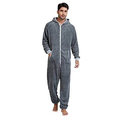 Nachtwäsche Herren Warm Fleece Overall Pyjama...