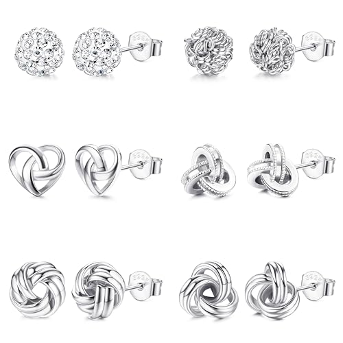 JeweBella 6 Paar 925 Sterling Silber Pin...