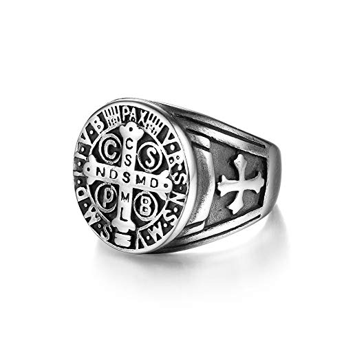Tribal Spirit Steel Ring Edelstahl Benedikt Kreuz...