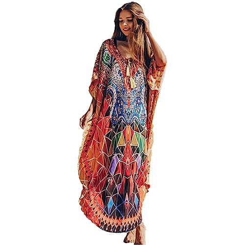 Snyemio Damen Kaftan Strandkleid Boho Floral Lange...