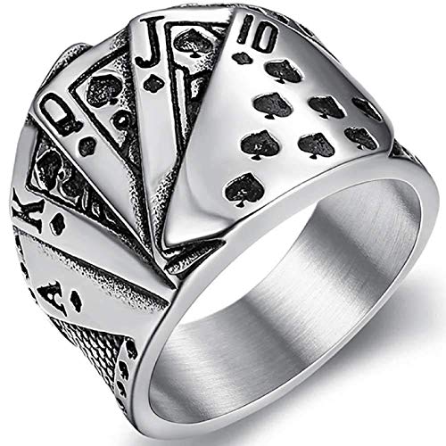 Royal Flush Ring für Männer, Flush Poker Karten...