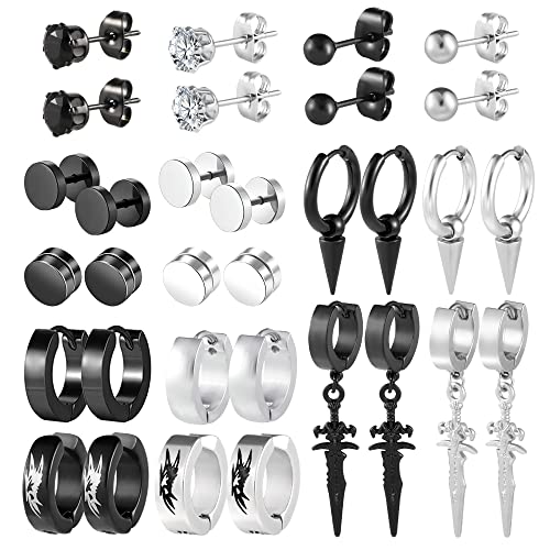 ALEXCRAFT Ohrringe Herren Edelstahl Schwarz...