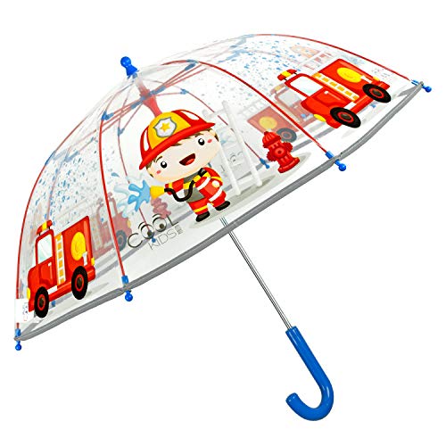 Regenschirm Kinder Transparent Feuerwehrmann -...