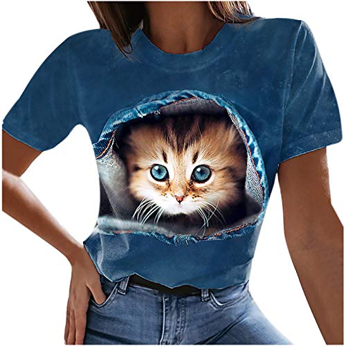 Masrin Katze Tier T-Shirt für Frauen Lässig...
