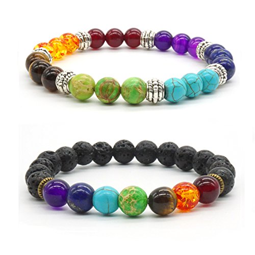 Achat Perlen 7 Chakras Energie Stein Armband Yoga...