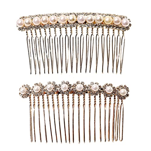 2 Stücke Legierung Strass Haar Seitenkämme Blume...