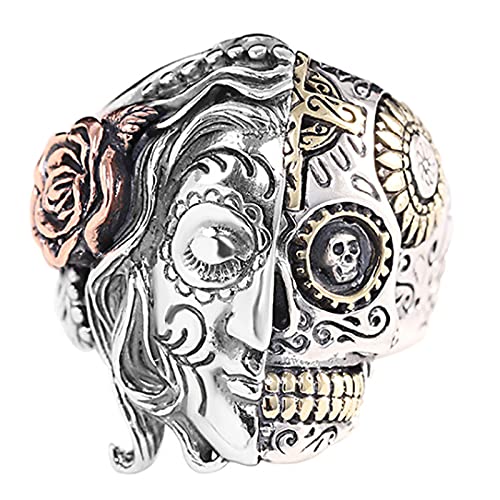 CHXISHOP Herren-Ring S925 Silber Schmuck Totenkopf...