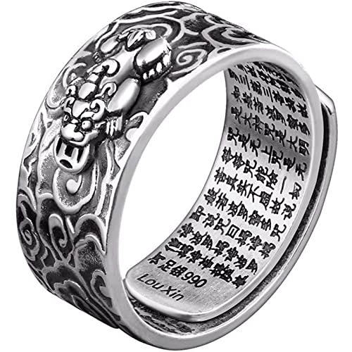 99 Silber Feng Shui Pixiu Mantra Ring...