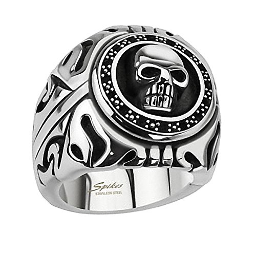 Piersando Herren Ring Edelstahl Biker mit 3D...