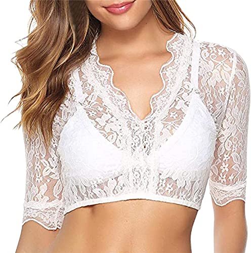 NBZZ Damen Spitze Dirndlbluse Trachtenmode...