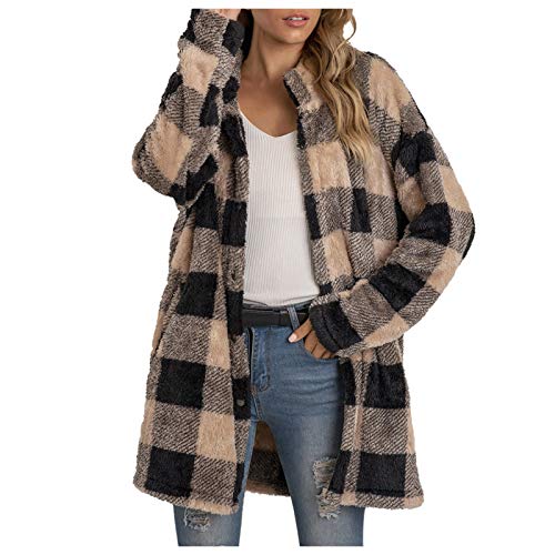 DeaAmyGline Fleecejacke Damen Lang Karierte Winter...