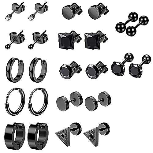 12 Pairs Männer Ohrringe Edelstahl, Herren...
