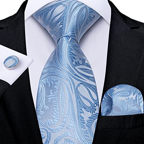 FLOSHO Krawatten Herren-Krawatte Hellblau...