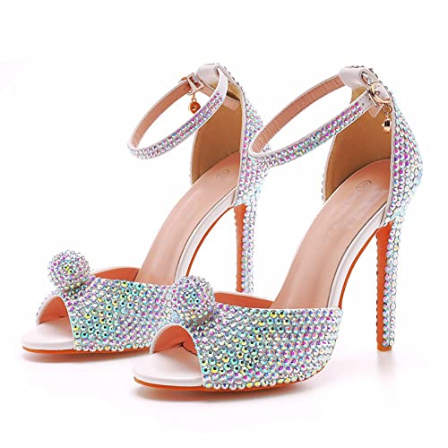 Brautschuhe Damen, 11Cm Kleid Strass Spitze Zehen...