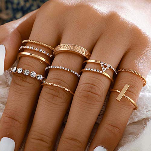 Ushiny Kristall Fingerringe 8 Stück Gold Ring Set...