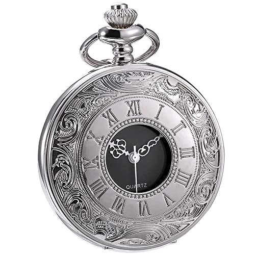 Klassische Quarz Taschenuhr mit römischen Ziffern...
