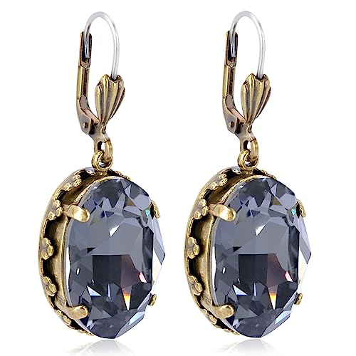 Jugendstil Ohrhänger Gold Swarovski Kristalle...