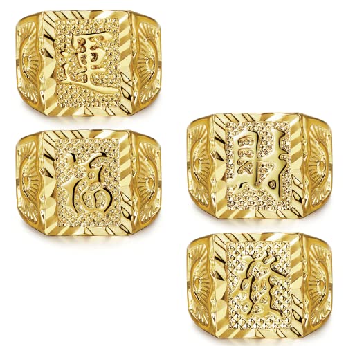 Milacolato 4Stk Herren Ring Vergoldeter Trauring...