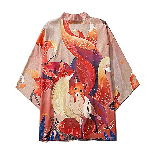 Hencik Anime Neun Tailed Fox Print Kimono...